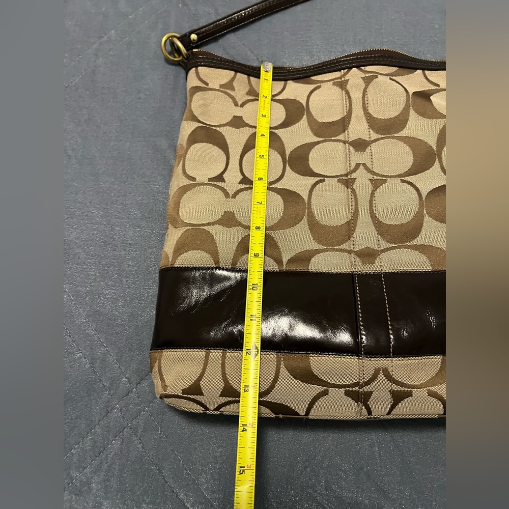 Coach Vintage Cursive Creed Signature canvas large tan brown tote/shoulder bag - Picture 7 of 9